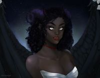 an oil painting of Maledicia from bust up